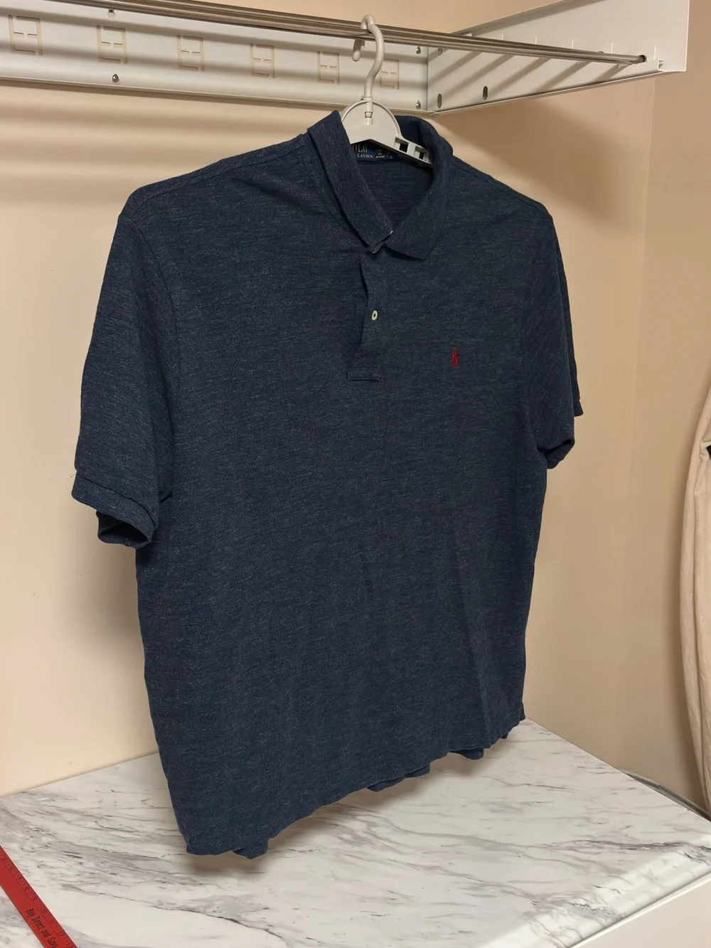 Ralph Lauren Heather Navy Short-Sleeve Polo with Red Pony